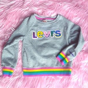 Levi's Sweatshirt. Gray with Crayola Rainbow Colored Accents Sx 4 (xs)